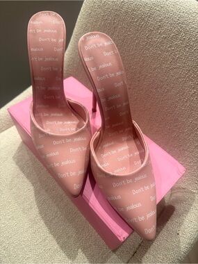 Kandee “Don’t Be Jealous” Pink Stiletto Mules – Size 40